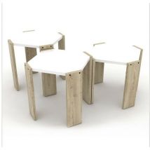 Toscohome - Tables basses empilables 44,5 cm chêne et blanc - Nido Hansel