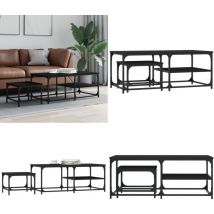 Tables basses gigognes 2 pcs noir bois d'ingénierie - Table Basse - Meuble Salle Séjour - Meubles Industriels - Set De Tables Basses - Tables