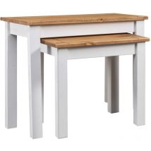 Maisonchic - Tables basses gigognes 2pcs, Tables d'appoint, Bouts de canapé Blanc Bois pin massif Assortiment Panama design in