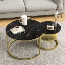 Satztische Couchtisch Rund, 2er-set Wohnzimmertische Ø70/45 Cm, Platzsparende Stapelbare Beistelltische, Modernes Design, Schwarz