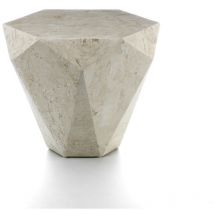 Diamond small - Table basse / Bout de canapé (60 x 60 x 50h) en pierre fossile beige