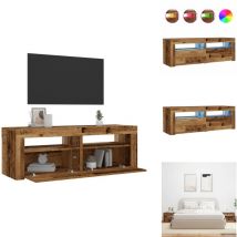 Vidaxl - Tables de chevet 2 pcs avec led vieux bois 60x35x40 cm - Table De Chevet - Tables De Chevet - Armoire Latérale - Meuble De Chambre à Coucher
