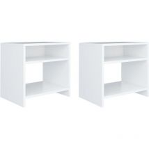 Lot de 2 Tables de chevet Tables d'appoint Tables de nuit Blanc 40x30x40 cm Bois d'ingénierie 45374