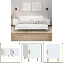 Nvees - The Living Store Tables de chevet 2 pcs Blanc Bois d'ingénierie - Table De Chevet - Meuble De Chambre - Table Nuit - Mobilier Blanc - Meuble