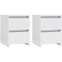 Inlife Tables de chevet 2 pcs Blanc brillant 30 x 30 x 40 cm Aggloméré