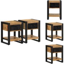 Tables de chevet 2 pcs bois de manguier massif brut - Table De Chevet - Tables De Chevet - Armoire De Chevet - Table De Nuit