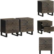 Vidaxl - Tables de chevet 2 pcs noir 40x33x46 cm bois de manguier solide - Table De Chevet - Tables De Chevet -table D'appoint - Table De Nuit