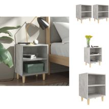 Tables de chevet avec pieds en bois 2 pcs Gris béton 40x30x50cm - Table De Chevet - Meuble De Chambre - Table Latérale - Design Scandinave - Table