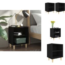 Vidaxl - Tables de chevet avec pieds en bois 2 pcs Noir 40x30x50 cm - Table De Chevet - Tables De Chevet - Armoire De Chevet - Table Latérale