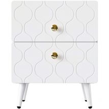 Arturesthome - Tables de chevet blanches avec accents dorés, lot de deux