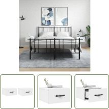 Tuserxln - The Living Store Tables de chevet murales 2 pcs blanc 35x35x20 cm - Table De Chevet Murale - Meuble De Rangement Mural - Étagère Murale