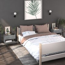 Doc&et² - skm Tables de chevet murales 2 pcs Gris béton Bois d'ingénierie