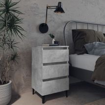 Torana - Tables de chevet pieds en métal 2 pcs gris béton 40x35x69 cm