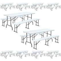 Lot de 10 tables et bancs pliants 180 cm