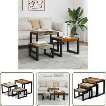The Living Store Tables gigognes 3 pcs Bois de récupération massif - Table Basse - Table D'appoint - Tables Gigognes - Mobilier Vintage - Décoration