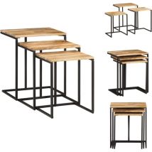 Vidaxl - Tables gigognes 3 pcs bois massif d'acacia - Tablettes Gigognes - Meuble Design - Acacia Massif - Table D'appoint - Table Basse