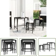 The Living Store Tables gigognes 3 pcs noir résine tressée - Table Basse - Table D'appoint - Ensemble De Tables - Tables Gigognes - Mobilier De Jardin