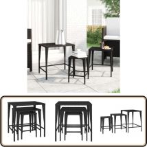 Vidaxl - Tables gigognes 3 pcs noir résine tressée - Table Basse - Table D'appoint - Ensemble De Tables - Tables Gigognes - Mobilier De Jardin