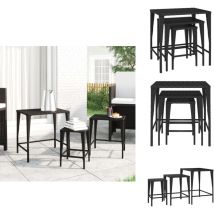 Vidaxl - Tables gigognes 3 pcs noir résine tressée - Table Basse - Table D'appoint - Ensemble De Tables - Tables Gigognes - Mobilier De Jardin