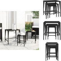 Tables gigognes de jardin 3 pcs noir résine tressée - Table Gigogne De Jardin - Tables Gigognes De Jardin - Table D'extérieur - Meuble D'extérieur