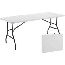 Rekkem - Lot de 5 tables pliantes 8 places blanches - 180cm x 74cm x 75cm