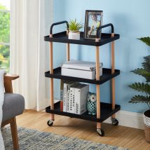 Skecten - Tablette D'utilité Rouleau à 3 Niveaux avec Poignée et Roues, Chariot De Rangement Multifonctions Parfait pour La Cuisine, Salle De Bains,