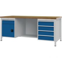 Bedrunka+hirth - tabli bleu séc., ral 5005 gris clair, ral 7035 l2000xH859xP750 mm Hêtre multiplex 40 mm 5 tiroirs 1 porte