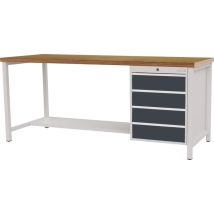 Bedrunka+hirth - Werkbank Grau Lichtgrau B1500xh859xt750mm Lichtgrau Grau 4 Schubl.