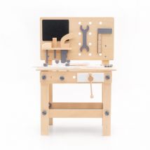 Tabli à Outils Jouet Montessori Robincool Workstation 44,5x32,5x66,5 cm en Bois Éco avec Accessoires Inclus