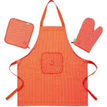 Set 3PC tablier (tablier + mitaine + MANIQUE)100% coton 190GSM rouge arc-en-ciel be - rouge