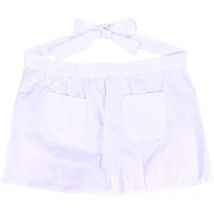 Tablier court en coton avec poches pour femme au foyer, femme de chambre, serveuse (blanc)