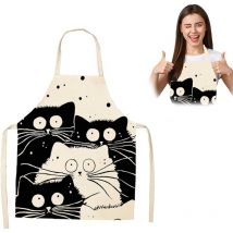 Tablier Cuisine, 60 × 70 cm Tablier de Cuisine Femme Matière Lin, Animés Tablier Personnalisé pour les Cuisines Domestiques les Cafés les Barbecues
