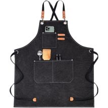 Grillschürze Canvas Schürze 68x85cm mit verstellbarem Schultergurt Küchenschürzen mit 3 Taschen Damenschürze Herrenschürze für Gartenarbeit