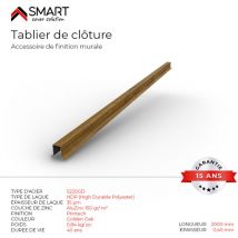 Tablier de clôture Tôle bac acier - Toiture - Couverture - plaque H12 Coloris Golden Oak Printech L=2m