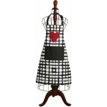 Tablier de cuisine en coton Coeur noir blanc rouge
