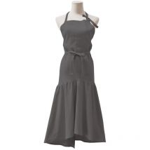 Tablier de cuisine en coton et lin pour femme, blouse de fleuriste, bavoir de coiffeur - Gris