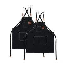 Küchenschürze aus Segeltuch (2 Stück), Arbeitsschürze mit 3 Taschen, verstellbarem Riemen, professionelle wasserdichte Grillschürze für Männer und