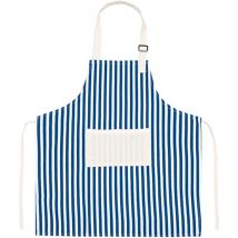 Tablier de cuisine en toile de coton à rayures avec deux poches pratiques pour cuisiner bleu - Csparkv