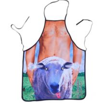 Tablier de cuisine fantaisie motif mouton et homme nu Tablier de cuisine pour barbecue