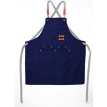 Tablier de cuisine pour homme, tablier à bavette réglable avec poche, tablier de cuisine pour femme, chef, dos croisé - bleu marine