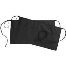 Tablier de cuisine Tablier de serveur à lanières Tabliers de service courts avec poche pour la cuisine du restaurant à domicile (Noir)