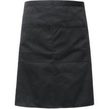 Tablier de cuisine universel unisexe pour femmes et hommes, tablier court avec doubles poches (noir)