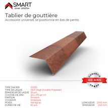 Bravo The Smart Solution - Tablier De Gouttière - Bac Acier - Tôle De Couverture - Toiture - Coloris Spanish Roof Andalusia L=2m, Épaisseur 0.50mm