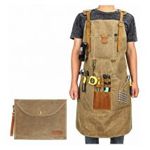 Tablier de protection,Tablier de travail en toile cirée pour hommes et femmes avec poches et bretelles rembourrées, boucle à dégagement rapide,