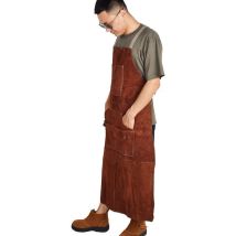 Tablier de Soudeur Professionnel en Cuir pour Homme avec 6 Poches. Tablier de Soudure Durable de Travail anti-flamme et Protection pour Forgeron. H522