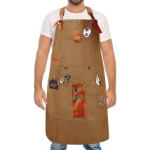Sjlerst - Tablier de Soudeur,8 Poches, Tablier de Cuisine Tablier de Barbecue pour Hommes Et Femmes, Bretelles Croisées Réglables pour Coiffeur