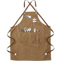 Tablier de Soudure-Tablier de Travail avec Poches, Sangle Croisée Réglable au dos pour Hommes et Femmes, Parfait pour le Jardin, la Cuisine, le