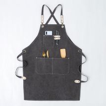 Tablier de Travail Hommes/Femme, Outil Tablier de Cuisine Sangle Ajustable Toile avec 3 Poches, Tablier d'Atelier de Menuiserie pour Barbeque Baker