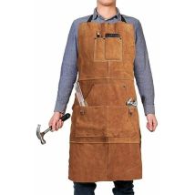 Tablier En Cuir Menuiserie, Tablier De Travail Avec 6 Poches À Outils, Tablier Soudeur Pour Homme Femme, Anti-chaleur Ignifuge Tablier D'Atelier, 
