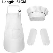 Tablier et chapeau pour enfants, tablier de cuisine pour la cuisine, la patisserie, la peinture,Blanc,L
